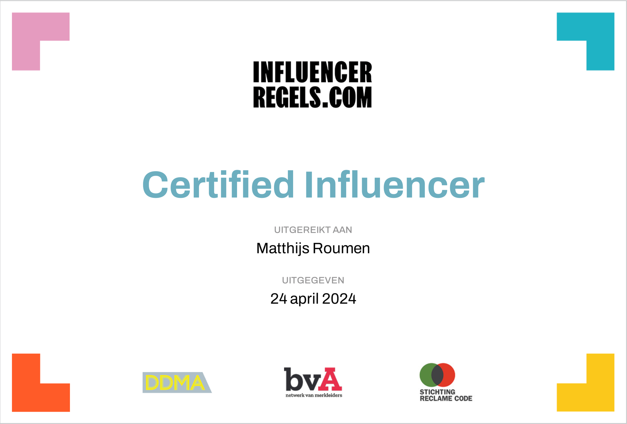 Certificering influencer regels