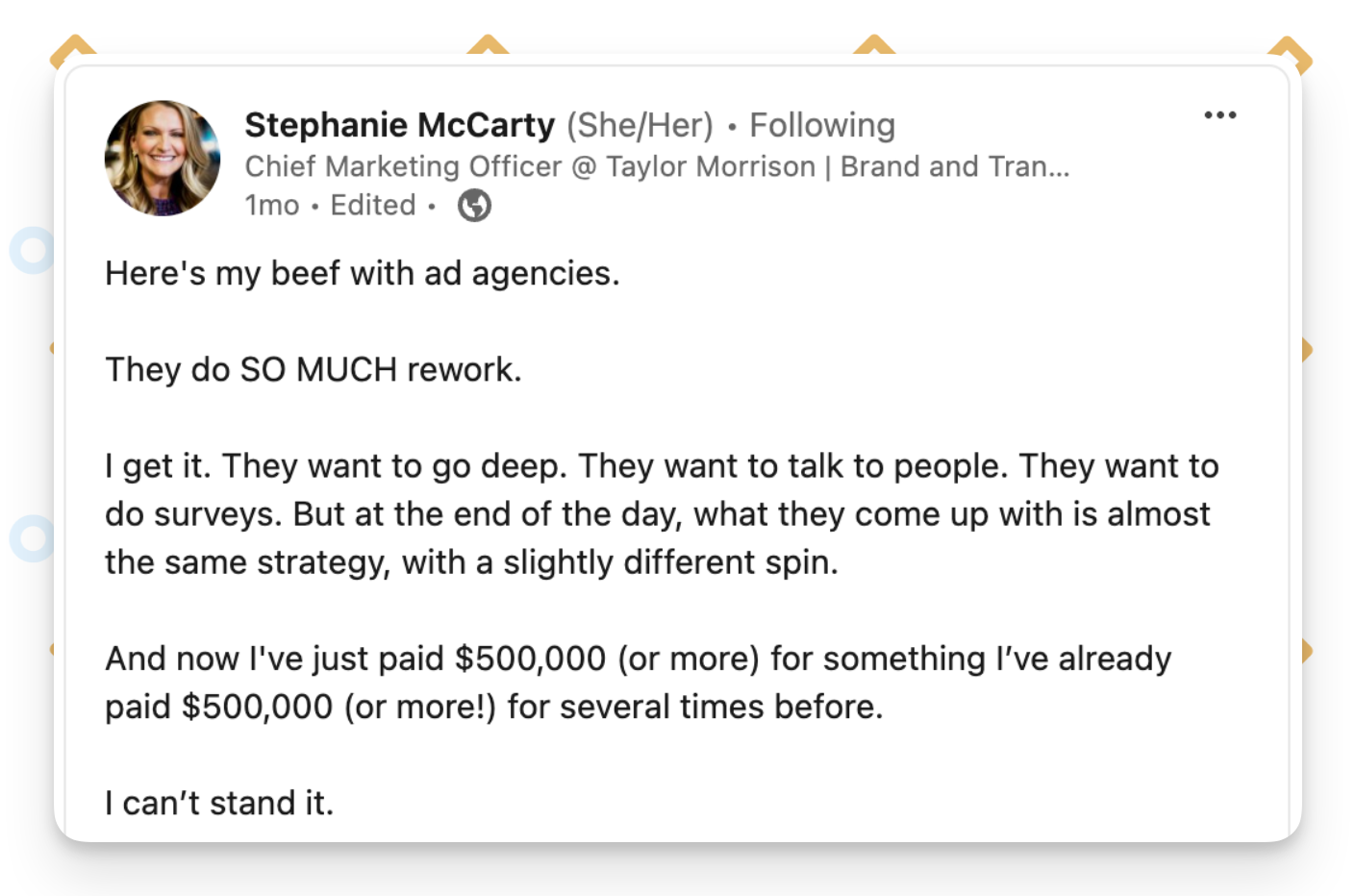 Screenshot LinkedIn Post Stephanie McCarty